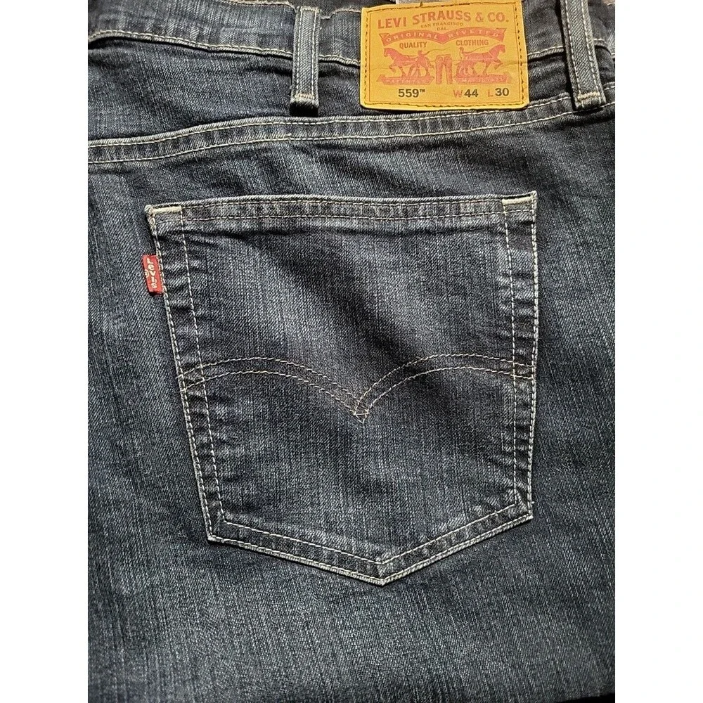Levi's 559 Blue Jeans Relaxed Straight Fit Stretch Jean 44x30 Dark Blue